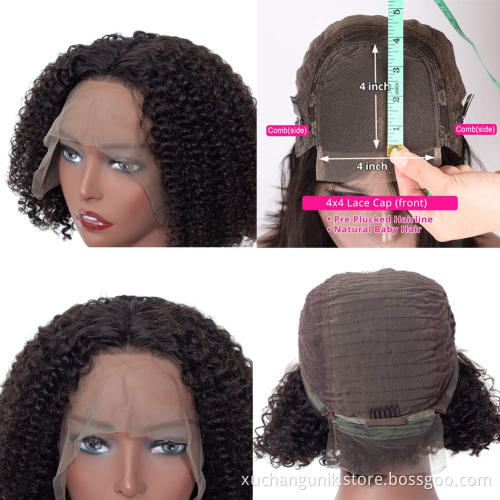 Deep Curly Wave Short Bob Wigs Human Hair Hd Full Lace Front Wig Raw Peruvian Virgin Human Hair Lace Frontal Wig For Black Women
